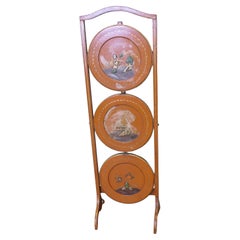 Vintage Victorian 3 Tier Oriental Cake Stand  A charming piece, in Burnt Orange Lacquer