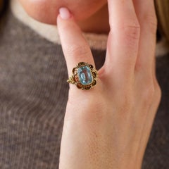 Victorian 3.00 carat aquamarine 14k yellow gold ring