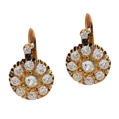 Boucles d'oreilles Victorien 3.00 carat diamant taille ancienne 14k or jaune