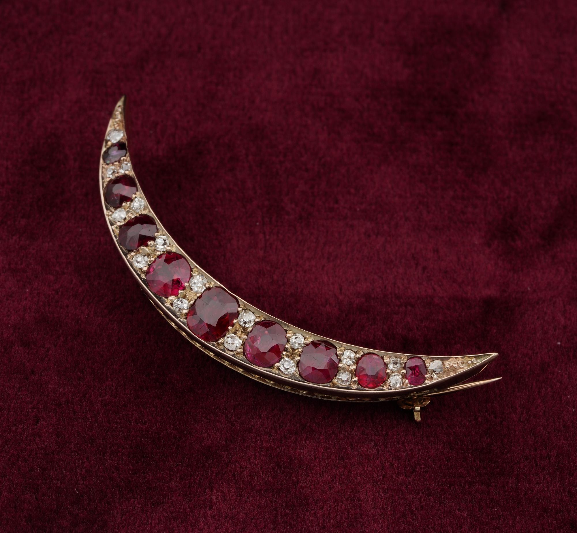 Magic and Mystery

Victorian Celestial motifs in jewellery were full of symbolism and good wishing
Crescent moon are a guidance in life, love and many others symbolism
This Stunning Victorian example is 1880 ca – beautifully hand crafted of solid 18