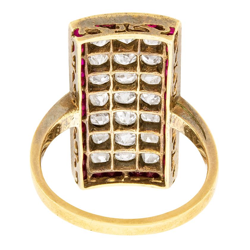 Victorian 3.00ct Diamond and Ruby Cocktail Ring, c.1880s In Good Condition For Sale In London, GB