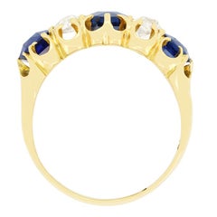 Victorian 3.00ct Sapphire and Diamond Five Stone Ring, c.1880s