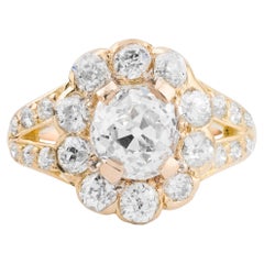 Victorian 3.02ctw Mine Cut Diamond Engagement Ring in 18K Yellow gold