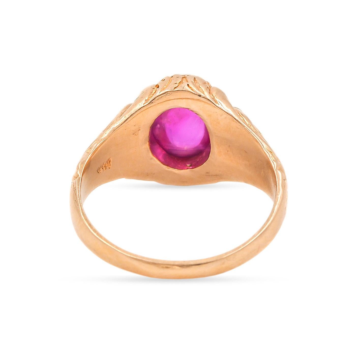 Cabochon Victorian 3.05 Carat AGL Certified Burma Star Ruby Ring