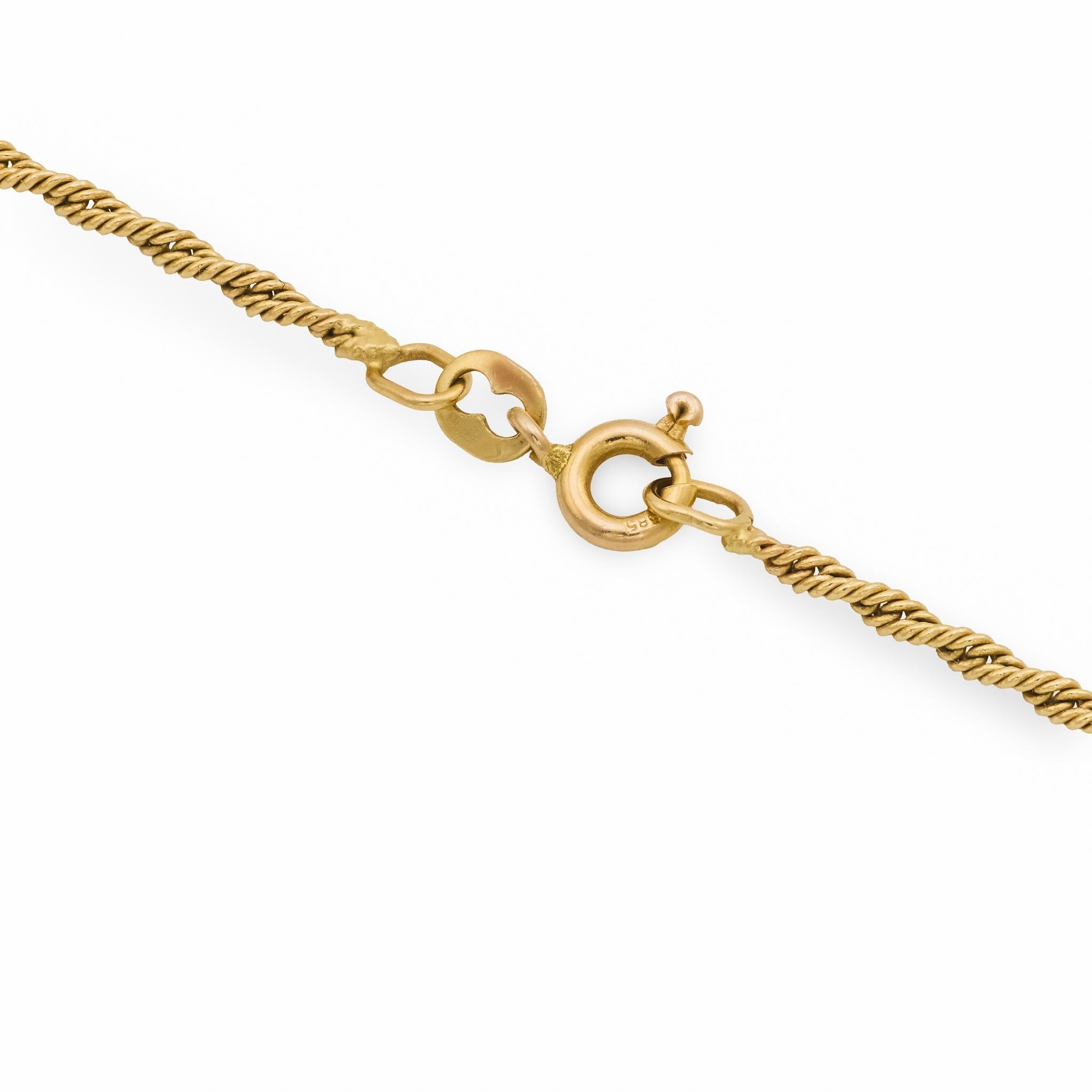 Collier victorien avec pendentif en or rose et jaune 14k et diamant de 3,10 carats Bon état - En vente à Beverly Hills, CA