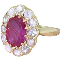 Victorian 3.10 Carat Natural Ruby and Rose Cut Diamond Ring