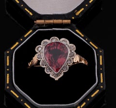 Victorian 3.10 Ct Natural Pink Zircon Diamond 18 KT Silver Ring