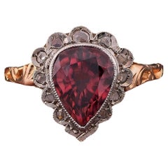 Victorian 3.10 Ct Natural Pink Zircon Diamond 18 KT Silver Ring