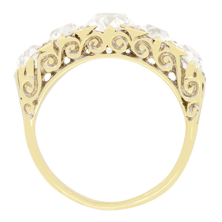 Victorian 3.10ct Diamond Five Stone Ring, c.1880s In Good Condition For Sale In London, GB
