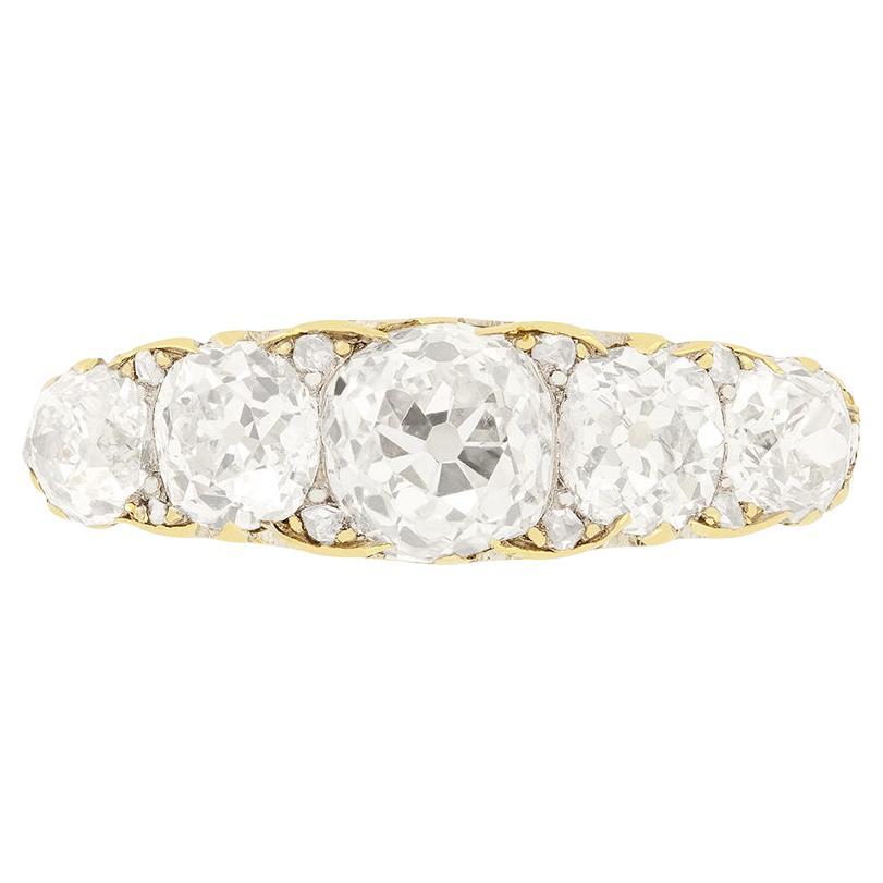 Victorian 3.10ct Diamond Five Stone Ring, c.1880s