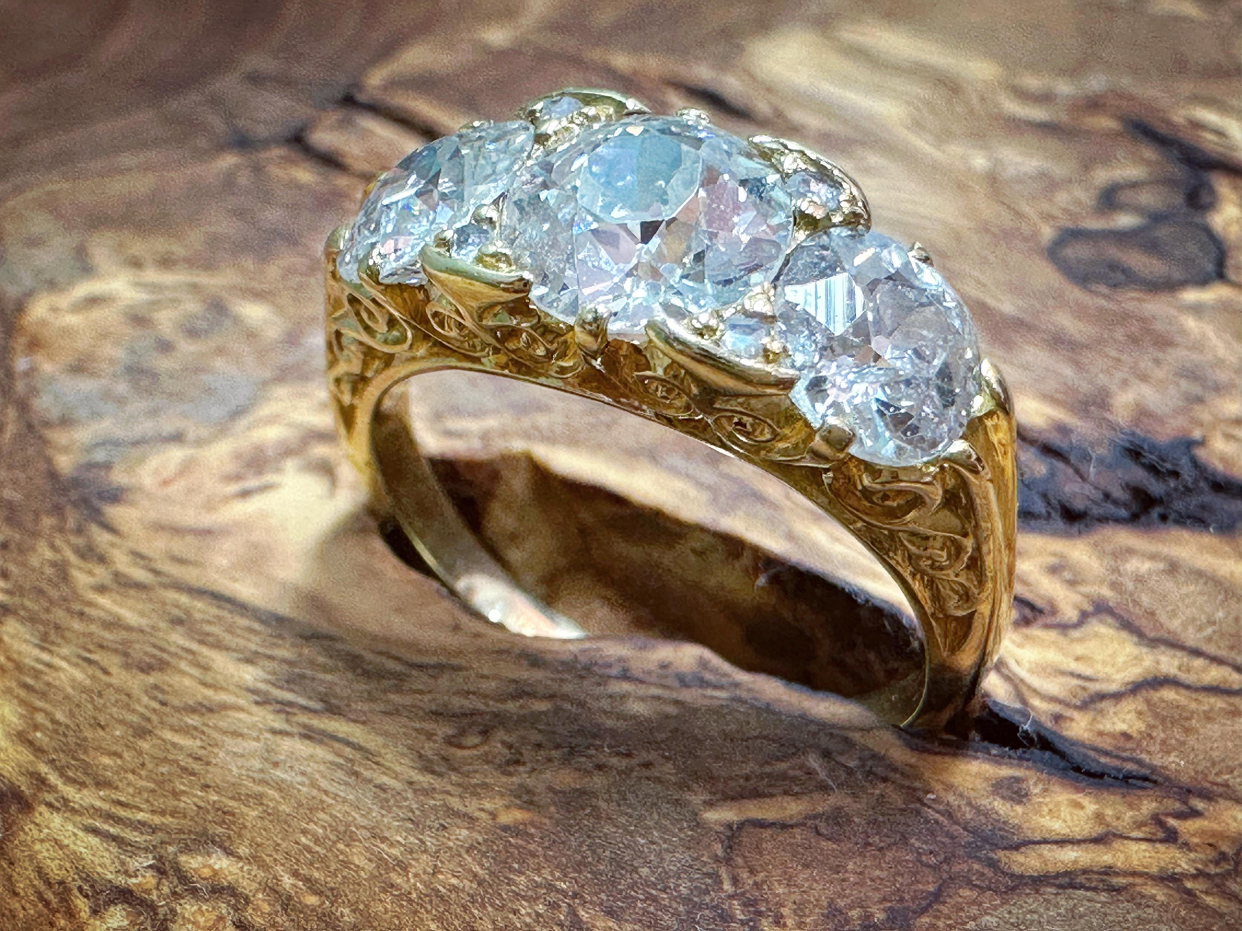 Victorian 3.10ct Diamond Trilogy Ring, c.1880s 1