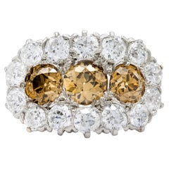 Antique Victorian 3.15ct. Fancy Brown Diamond Cluster Ring in 14k Yellow Gold