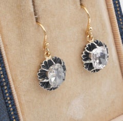 Victorian 3.20 Carat Cushion Diamond Dormeuse Earrings
