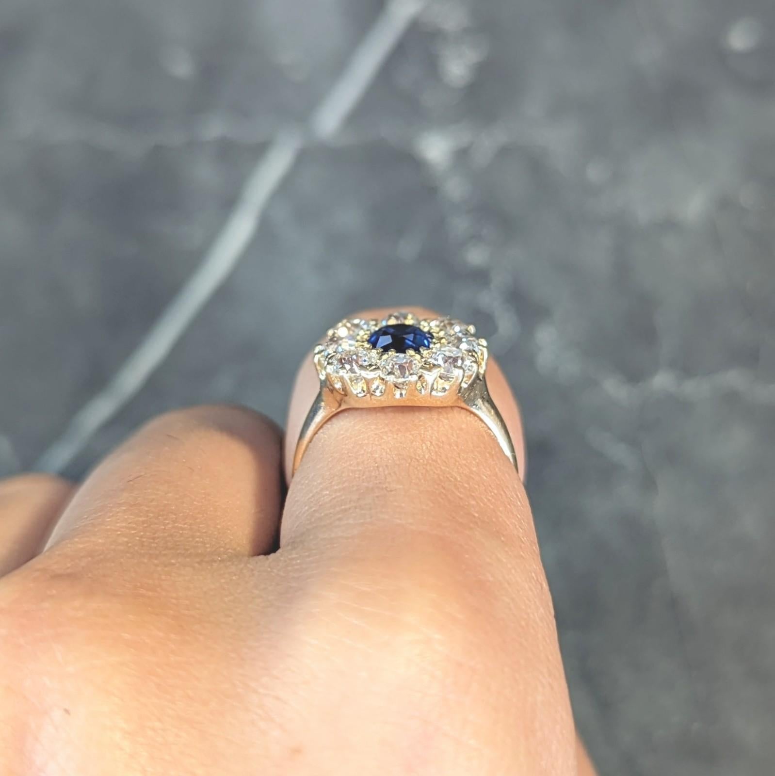 Bague victorienne en or 14 carats avec diamants et saphir de Birmanie de 3,20 carats, non chauffé, certifiée GIA en vente 5