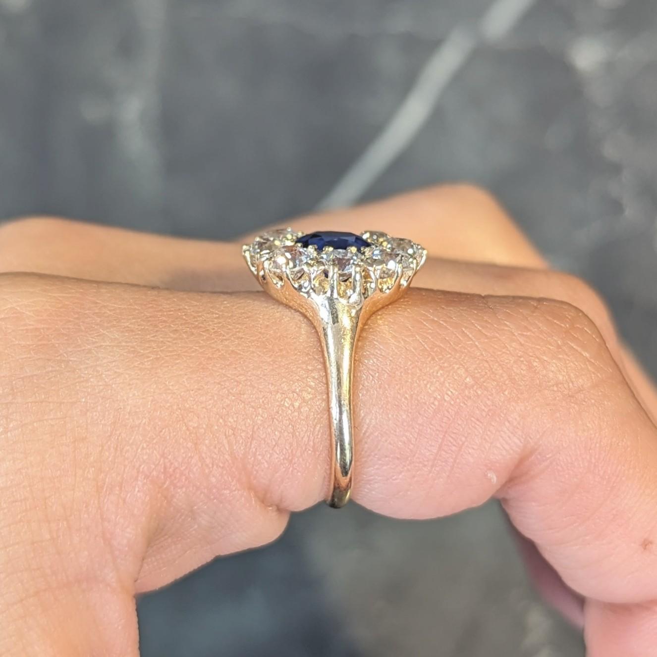 Bague victorienne en or 14 carats avec diamants et saphir de Birmanie de 3,20 carats, non chauffé, certifiée GIA en vente 6