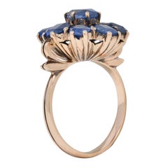 Victorian 3.20 CTW Sapphire 14 Karat Rose Gold Bow Antique Cluster Ring