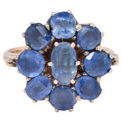 Victorian 3.20 CTW Sapphire 14 Karat Rose Gold Bow Antique Cluster Ring