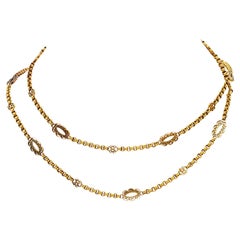 Viktorianische 34 Zoll 18k Gelbgold Ausgefallene Gliederkette Halskette