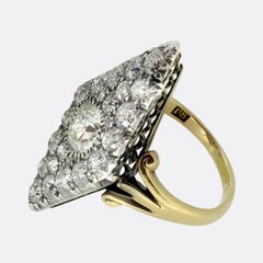 Victorian 3.40 Carat Diamond Navette Ring