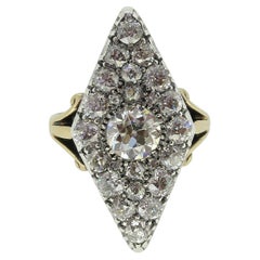 Victorian 3.40 Carat Diamond Navette Ring