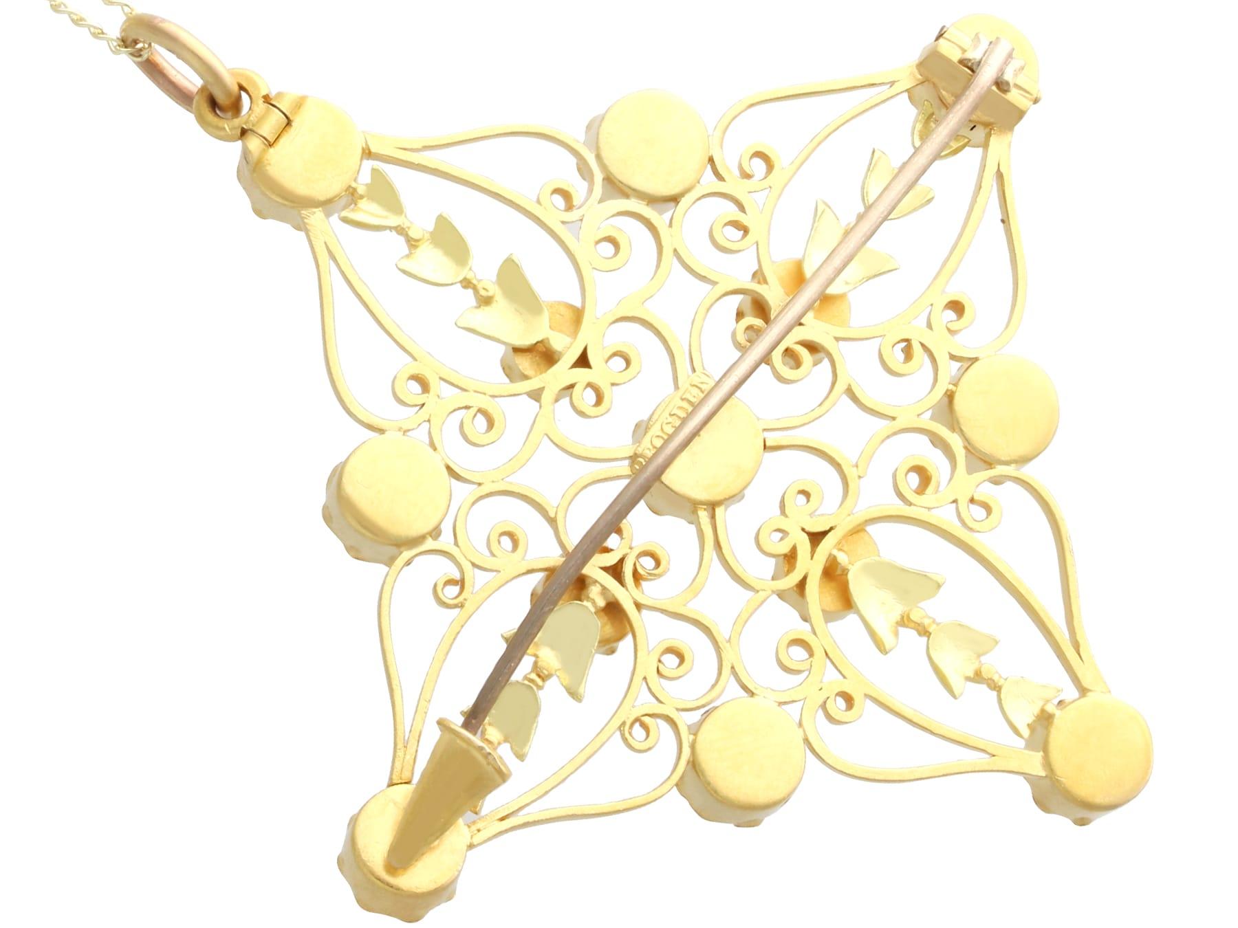 Ciondolo vittoriano in oro giallo 18k con granato da 3,40 carati e perla di sodalite da 4,00 carati in vendita 6