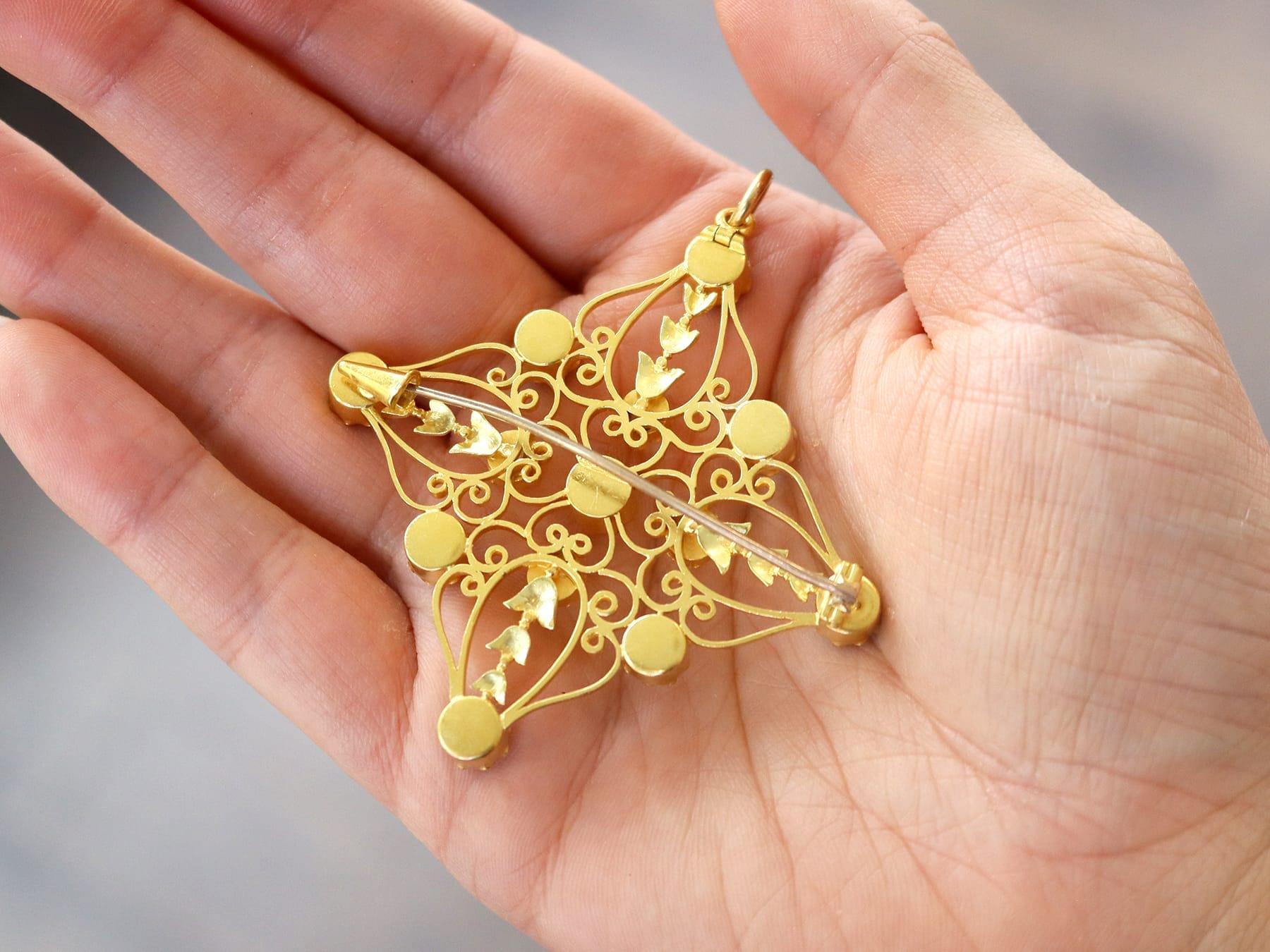 Ciondolo vittoriano in oro giallo 18k con granato da 3,40 carati e perla di sodalite da 4,00 carati In condizioni ottime in vendita a Jesmond, Newcastle Upon Tyne