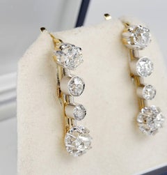 Victorian 3.40 Carat Diamond French Rare Drop Earrings