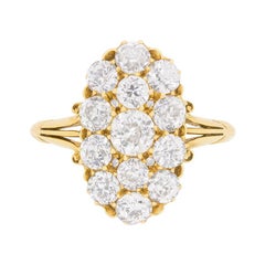 Victorian 3.40ct Old Cut Diamond Cluster Ring, circa 1880s