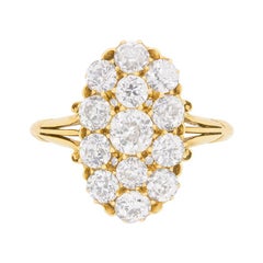 Victorian 3.40ct Old Cut Diamond Cluster Ring, circa 1880s