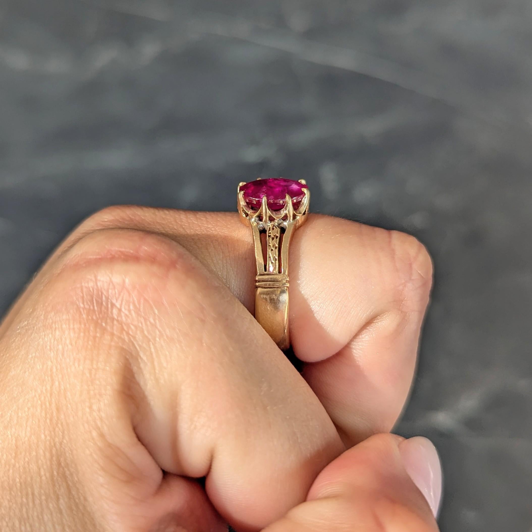 Viktorianische 3,47 CTW keine Hitze Burma Rubin 18K Gold antike Krone Solitär Ring AGL 7