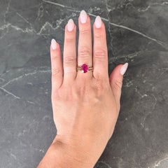 Victorian 3.47 CTW No Heat Burma Ruby 18K Gold Antique Crown Solitaire Ring AGL