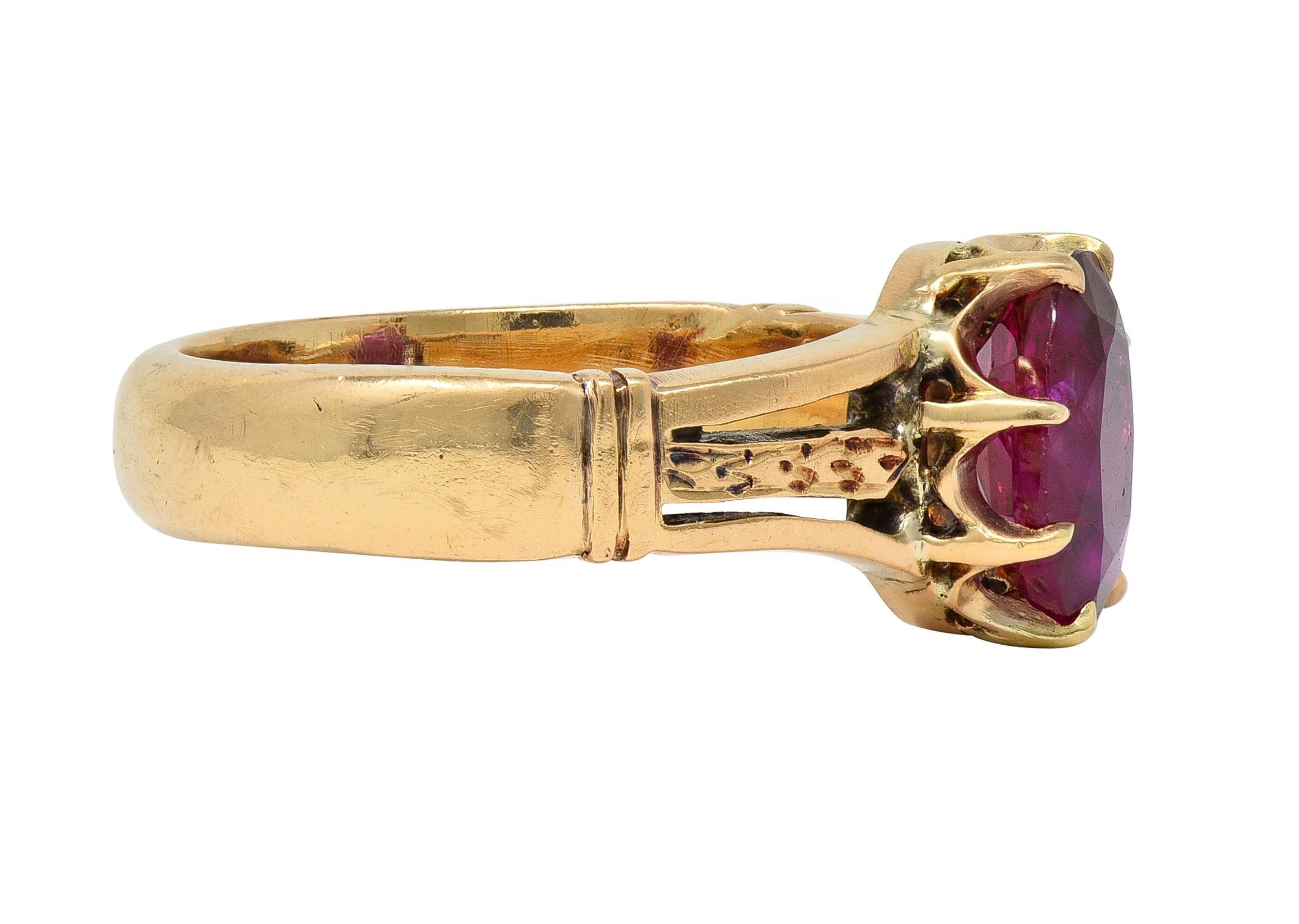 Viktorianische 3,47 CTW keine Hitze Burma Rubin 18K Gold antike Krone Solitär Ring AGL Damen
