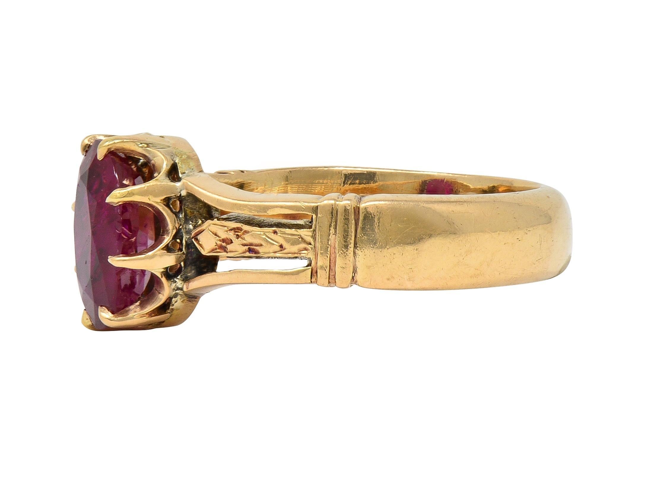 Viktorianische 3,47 CTW keine Hitze Burma Rubin 18K Gold antike Krone Solitär Ring AGL 1