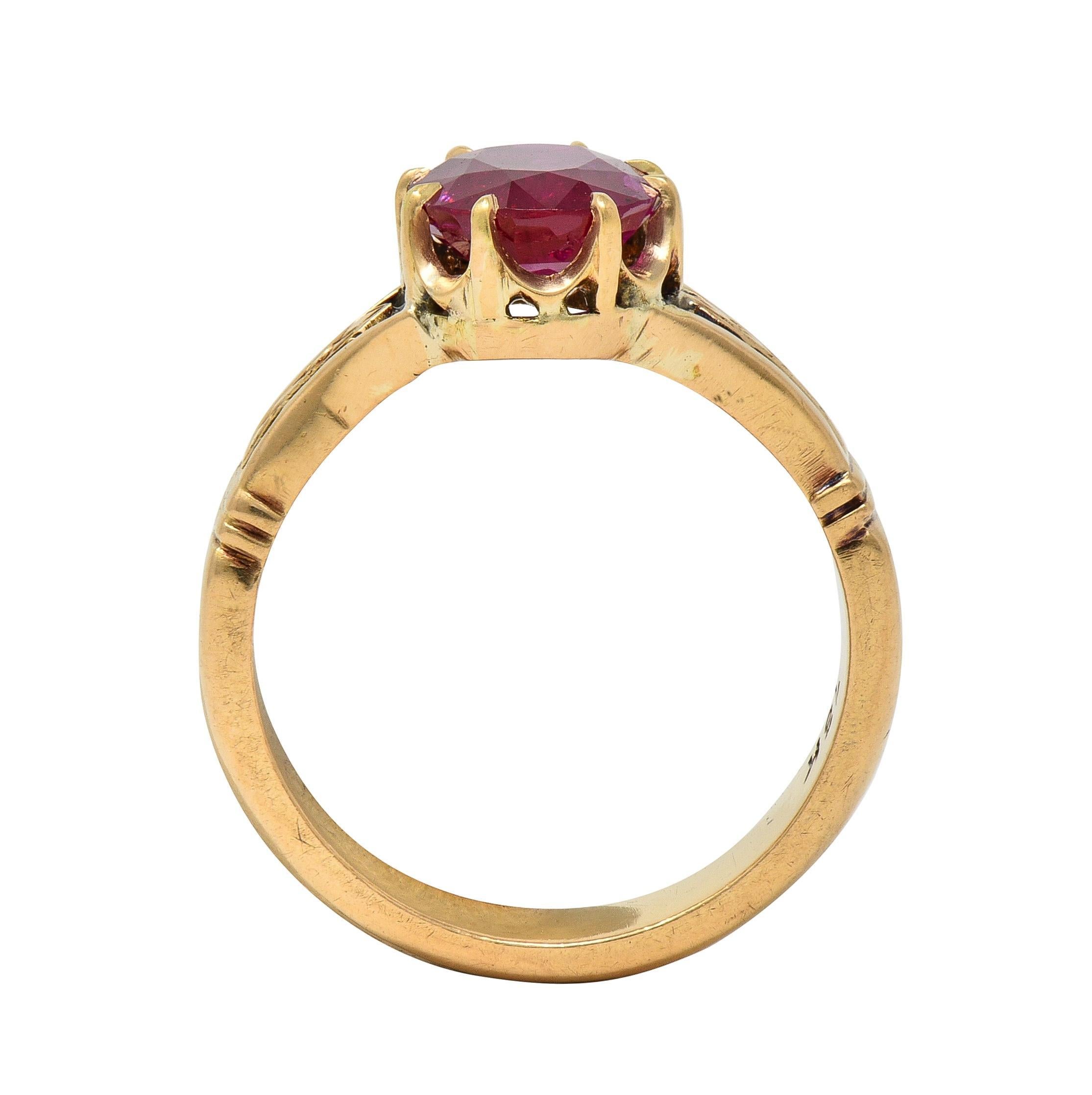 Viktorianische 3,47 CTW keine Hitze Burma Rubin 18K Gold antike Krone Solitär Ring AGL 4