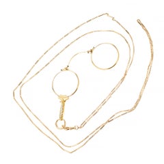 Victorian .35 Carat Diamond Yellow Gold Lorgnette Necklace