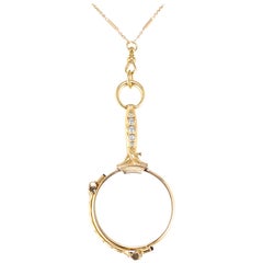 Victorian .35 Carat Diamond Yellow Gold Lorgnette Necklace