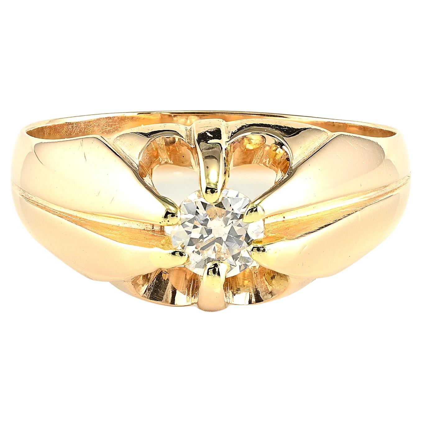 Bague Victorienne .35 Ct Diamond Solitaire Gent Ring