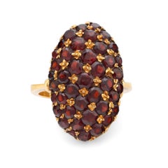 Anillo victoriano Navette de oro amarillo de 18 quilates con granate de 3,50 quilates de peso total