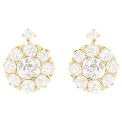Boucles d'oreilles victoriennes en forme de grappe de diamants de 3,50 ct, c.1880s