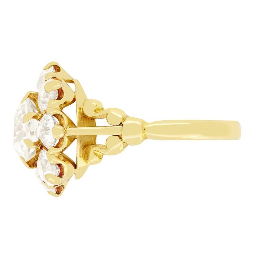 Victorien Bague victorienne en forme de grappe de diamants de 3,50 ct, c.I.C. en vente