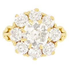 Bague victorienne en forme de grappe de diamants de 3,50 ct, c.I.C.