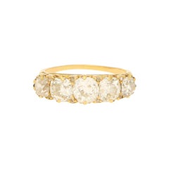 Victorian Old Cut Diamond Five-Stone Engagement Ring in 18k Yellow Gold 