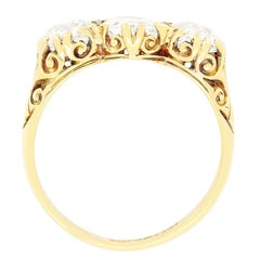 Victorian 3.50ct Diamond Three Stone Carved Head Ring, c.1880s