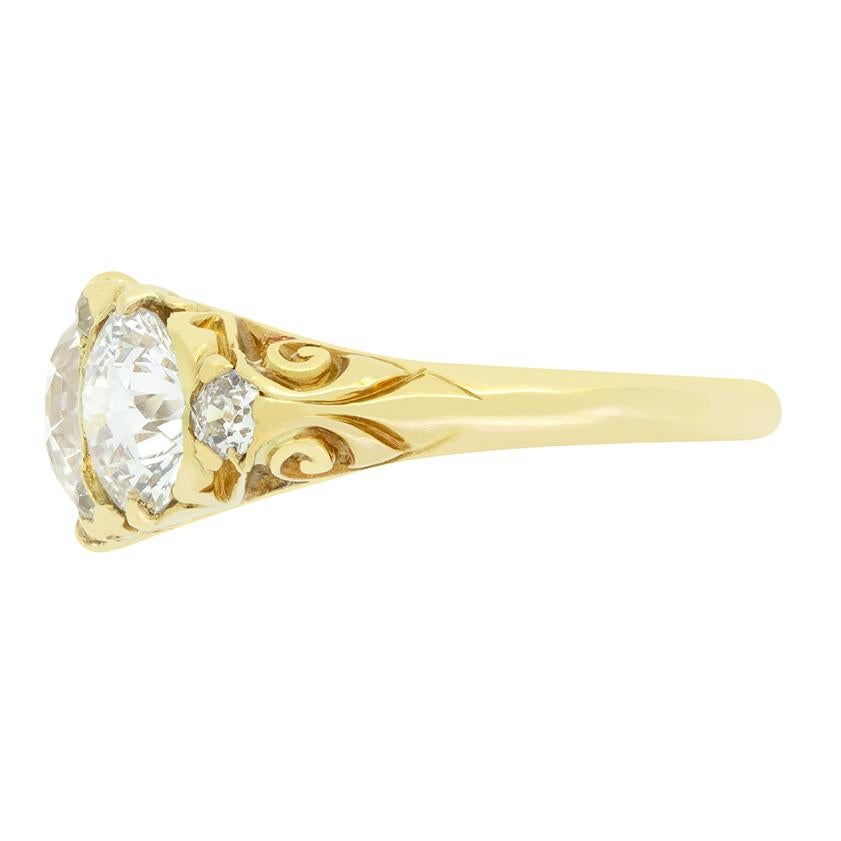 Victorien Bague victorienne avec trilogie de diamants de 3,50 carats, c.1880 en vente