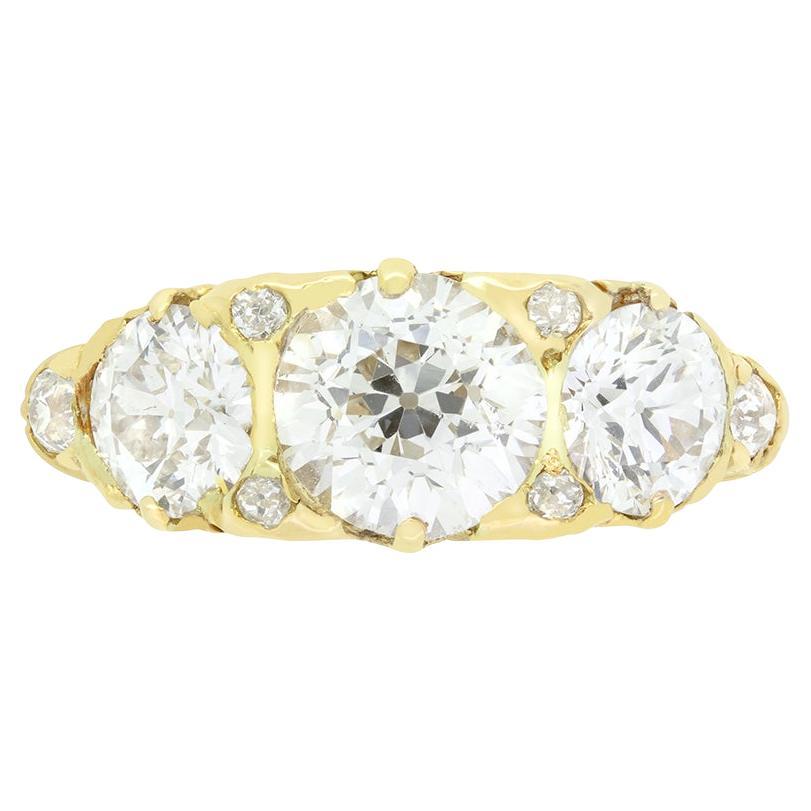 Victorian 3.50ct Diamond Trilogy Ring, c.1880s
