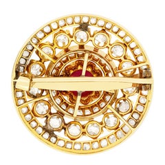 Victorian 3.50ct Synthetic Ruby and Diamond Brooch, c.1880s