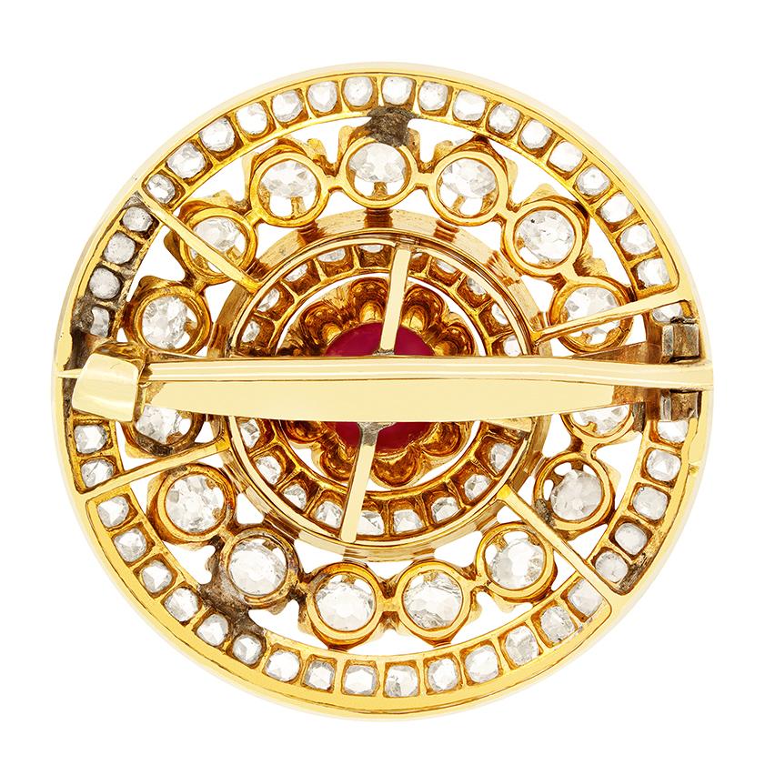 Viktorianische Brosche aus 3,50 Karat synthetischem Rubin und Diamanten, um 1880 im Zustand „Gut“ im Angebot in London, GB