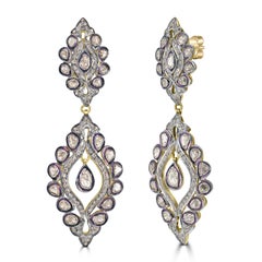Vittoriano 3.54 Cttw. Orecchini pendenti con diamanti floreali in 18k/925