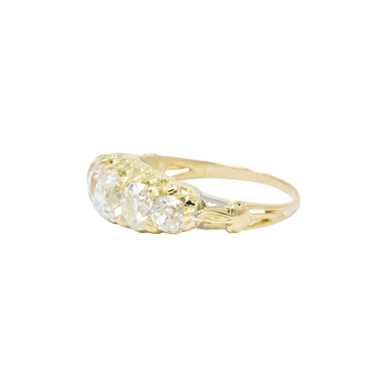 Victorian 4.70 Carats Old Mine Diamond 14 Karat Gold Band Ring at ...