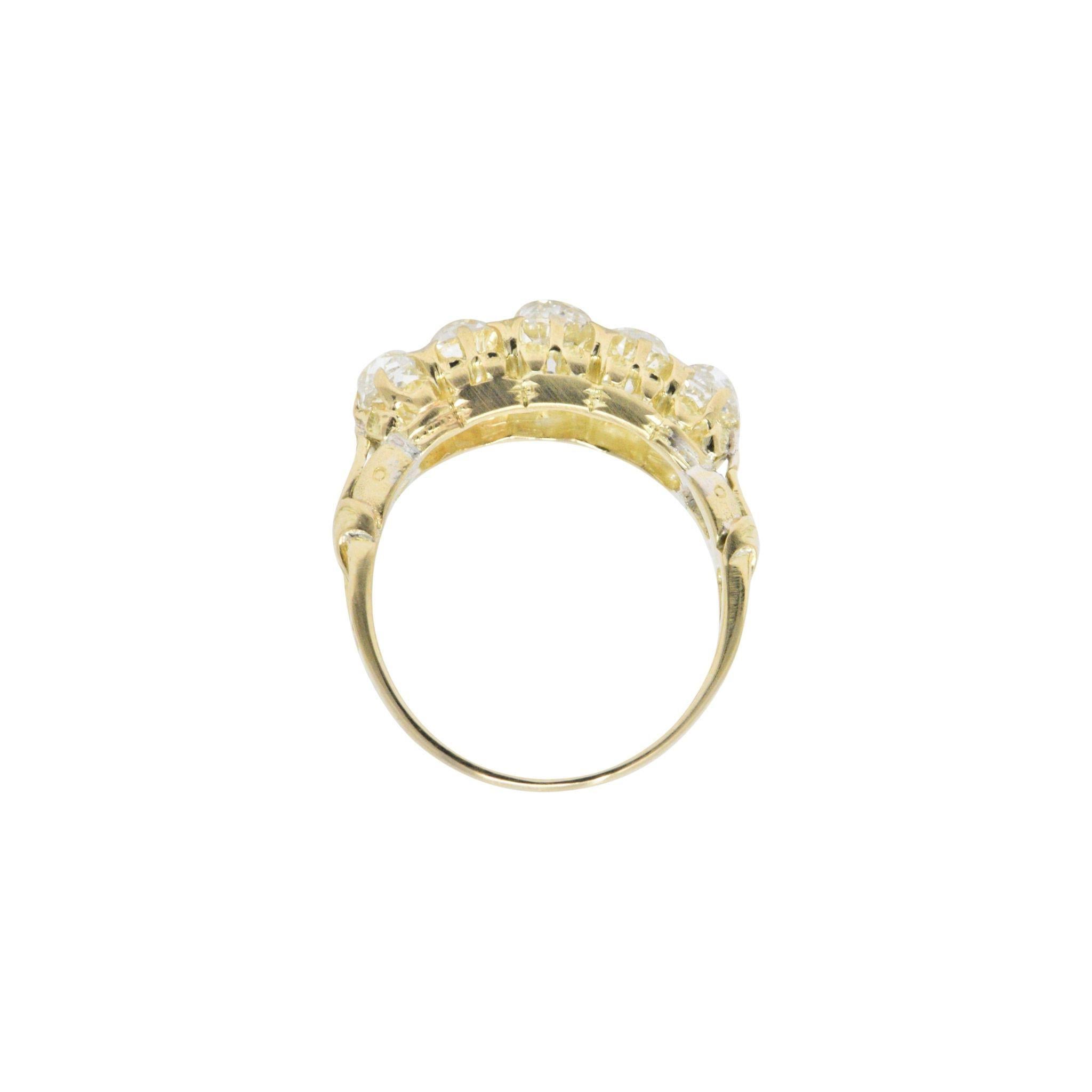 Late Victorian Victorian 4.70 Carats Old Mine Diamond 14 Karat Gold Band Ring